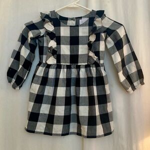 Classic Black & White Checked Girls Dress  Ruffles Size 3T